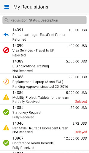 Android application iProcurement for EBS screenshort