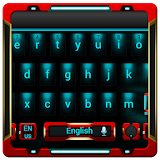 red robot keyboard blue neon icon