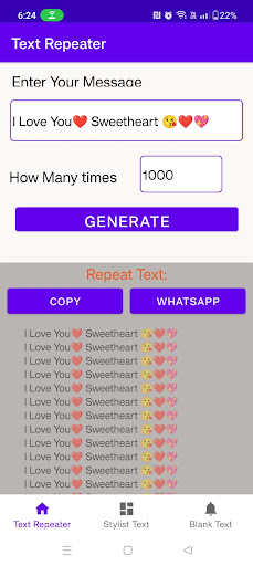 Android application Text Repeater: Repeat Text 10K screenshort