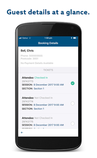 TryBooking Scanning App Screen 3