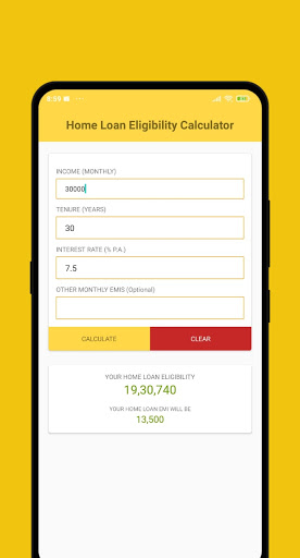 Home loan eligibility checker Screen 3