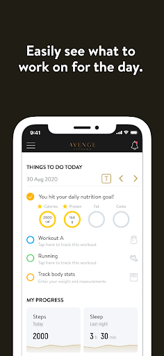 Avenge Fitness Trainer App Screen 2