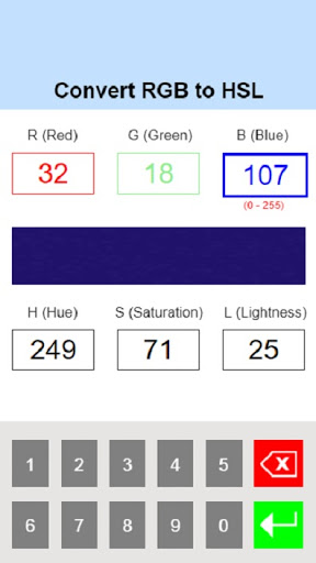 RGB to HSL Converter Screen 2