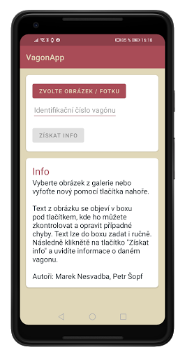 Android application VagonApp - Informace o železni screenshort
