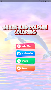 colorir tubarão e golfinho