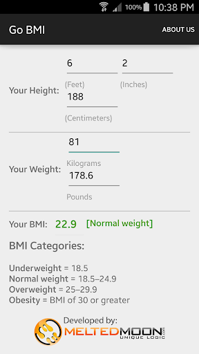 Android application Go BMI screenshort