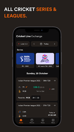 Android application Cricket line Exchange LiveLine screenshort
