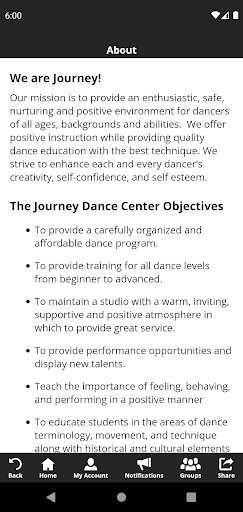 Journey Dance Center Screen 2