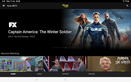 Screenshot of Vyve HDTV Service