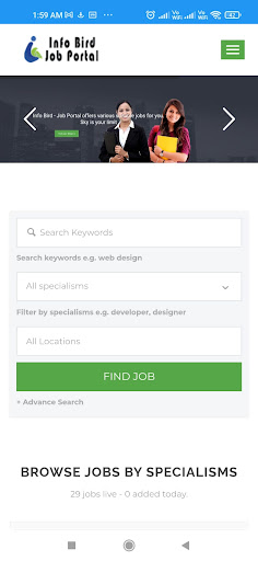 Infobird - Job Portal Screen 2