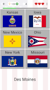 50 US States Map, Capitals & Flags - American Quiz  Screenshots 8