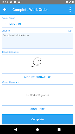 Android application Emphasys Work Order screenshort