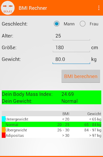 BMI Calculator Screen 2