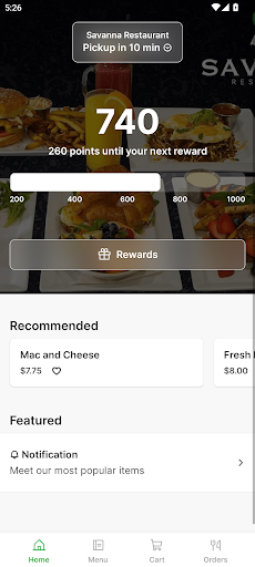 Android application Savanna Restaurant screenshort