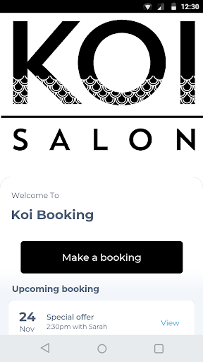 Android application Koi Booking screenshort
