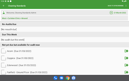 Cleaning Standards Screen 2