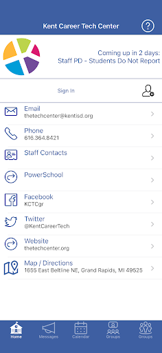 Android application Kent Career Tech Center screenshort