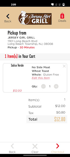 Screenshot of Jersey Girl Grill