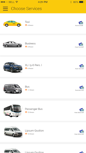 Android application AA Taxi Thun screenshort
