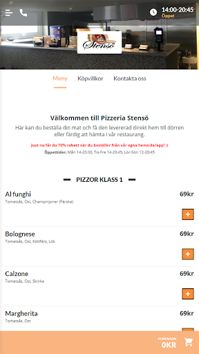Android application Stensö Pizzeria screenshort