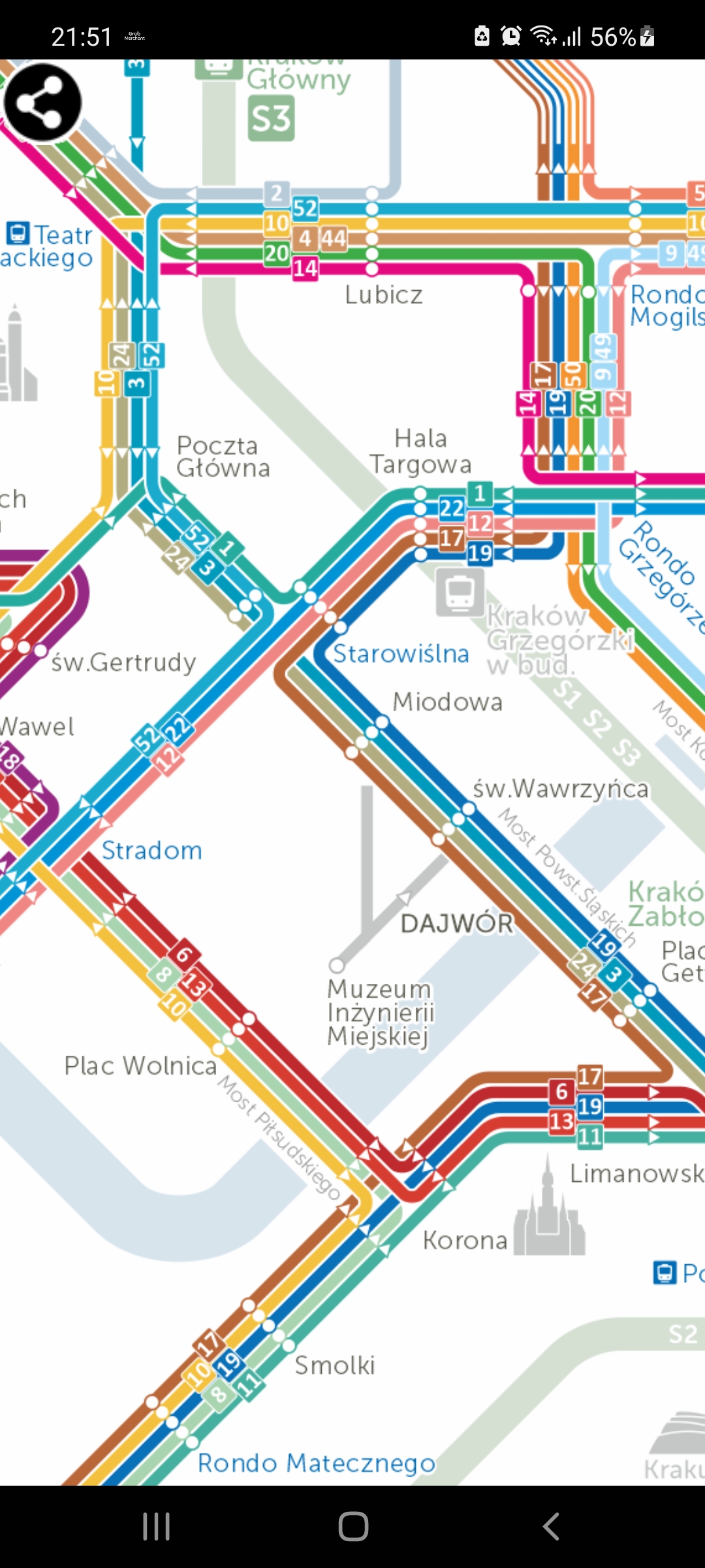 Android application Krakow Tram Map screenshort