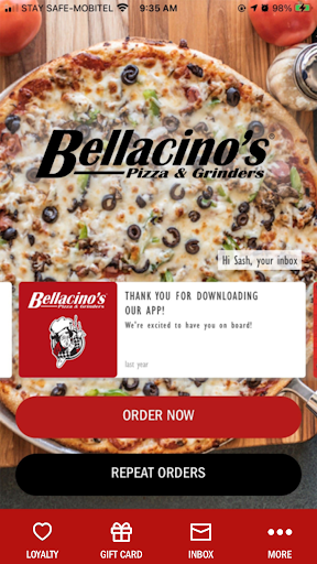 Android application Bellacino's - Official screenshort