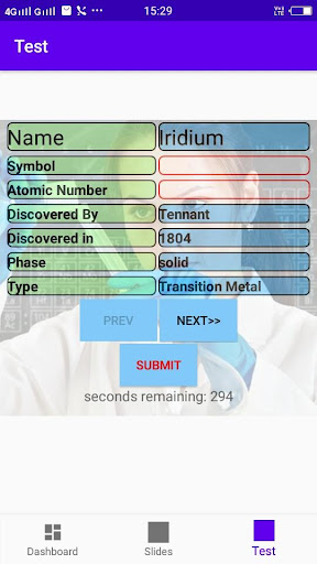Elements Symbol Table Screen 3