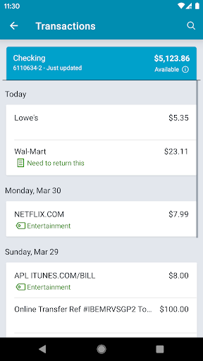 SFCU Mobile Banking Screen 3