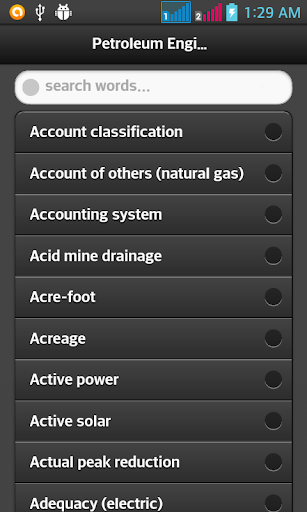 Android application Petroleum Engineering Dictiona screenshort