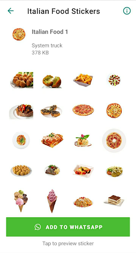 Android application Italian Food Stickers screenshort