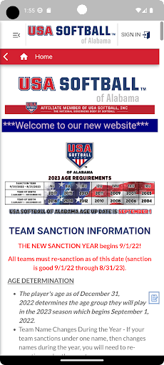 USA Softball of Alabama Screen 2