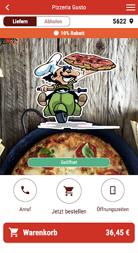 Android application Pizzeria Gusto screenshort