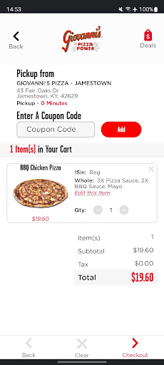 Screenshot of Giovanni’s