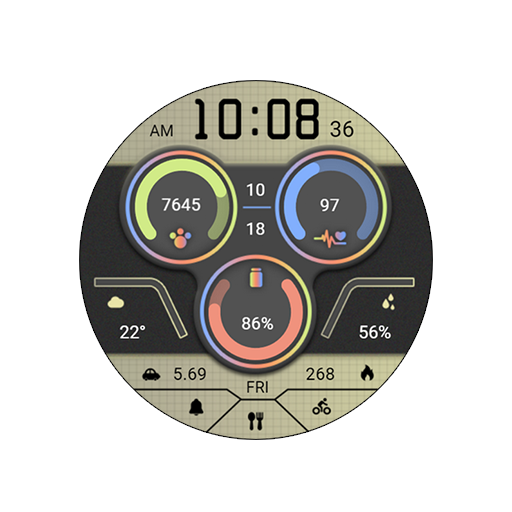 Retro Colored Round For WearOS - AppWisp.com