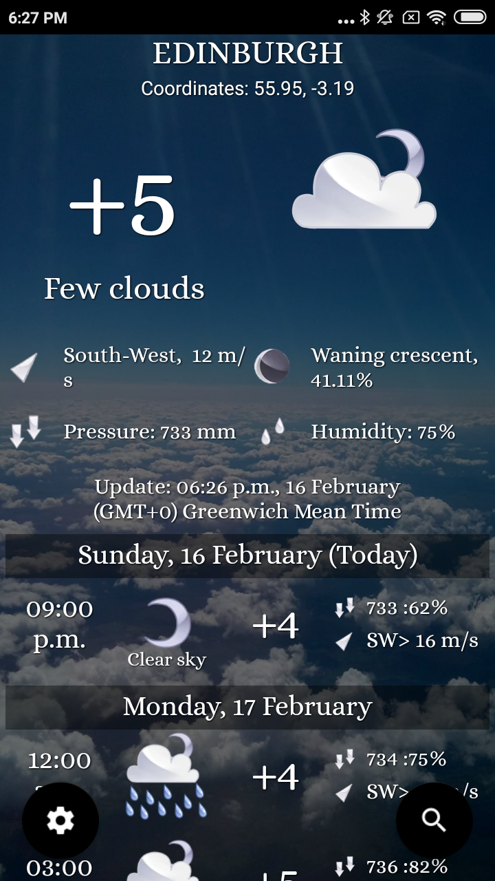 Android application Weather: Any place on earth! screenshort