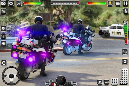 警察自行車追逐汽車追逐3d