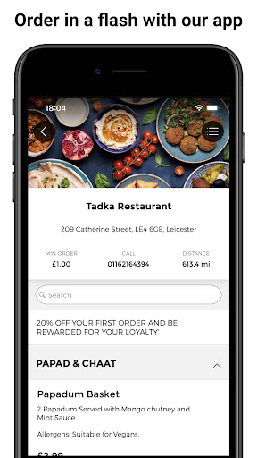 Android application Tadka Restaurant screenshort