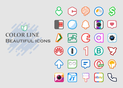 Color Line Icon Pack- เส้นสีบนไอคอนสีขาว