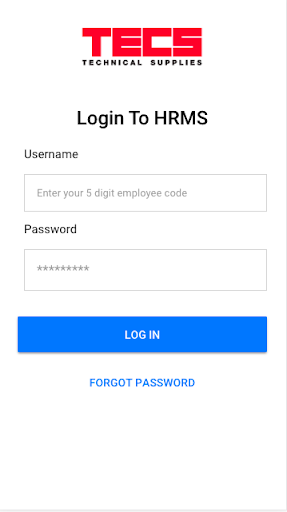 Android application Technical Supplies HRMS screenshort