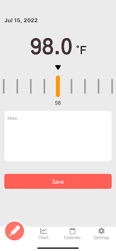 Android application Body Temperature Notepad screenshort
