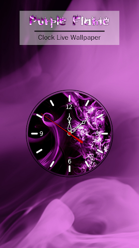 Purple Flame Clock Wallpaper Screen 3
