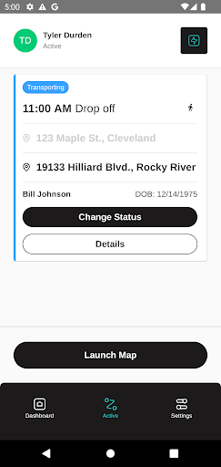 Bambi: NEMT Driver Screen 2