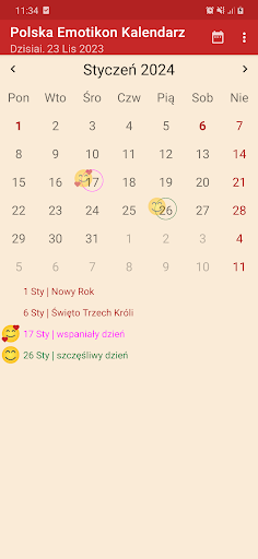 Android application Polska Emotikon Kalendarz screenshort