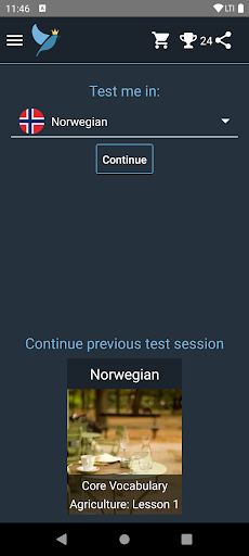 Android application Norwegian Language Tests screenshort