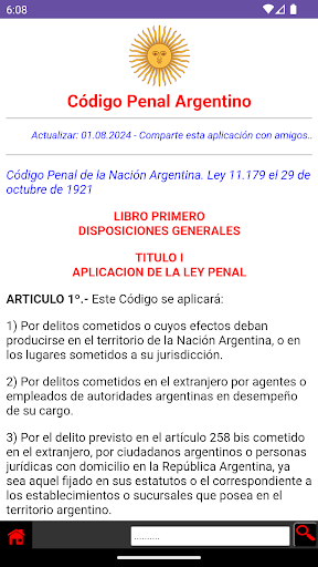 Android application Código Penal Argentino screenshort