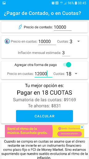 Pagar de Contado o en Cuotas Screen 2