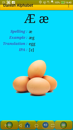 Android application Danish alphabet for old people screenshort