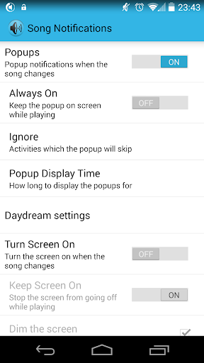 Android application Song Notifications screenshort