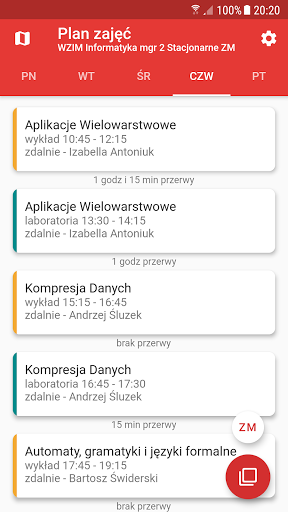 Android application WZIM Schedule screenshort