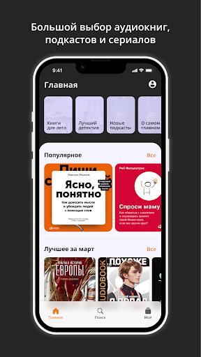 Android application Аудиостор: аудиокниги/подкасты screenshort